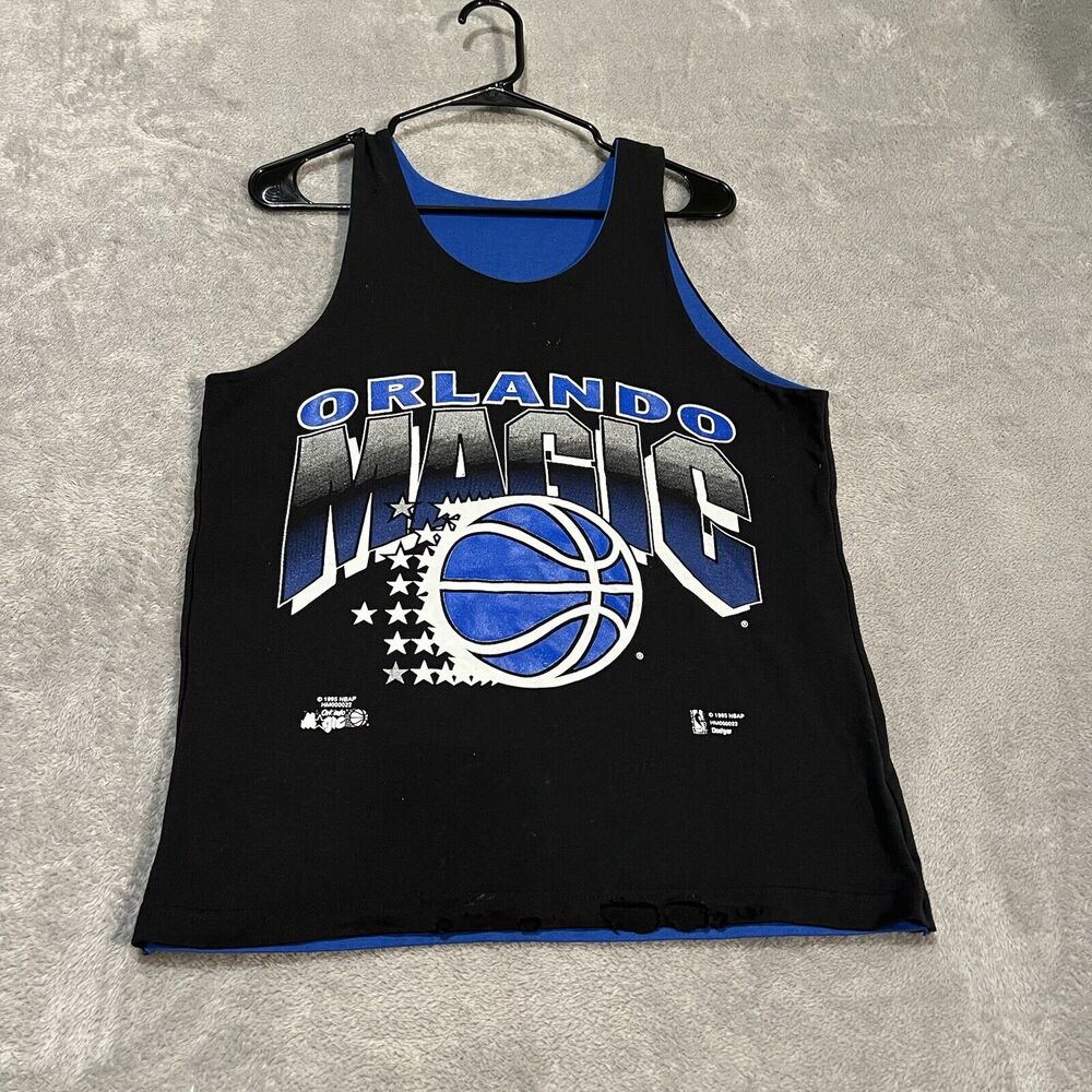 Vintage Orlando Magic Basketball Tank Top Mens Small Black Blue 1995 Retro NBA